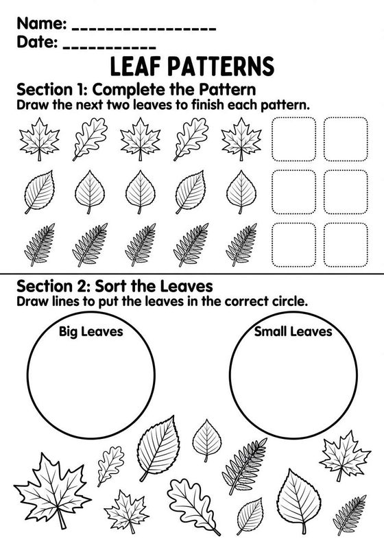 Leaf Patterns printable worksheet preview