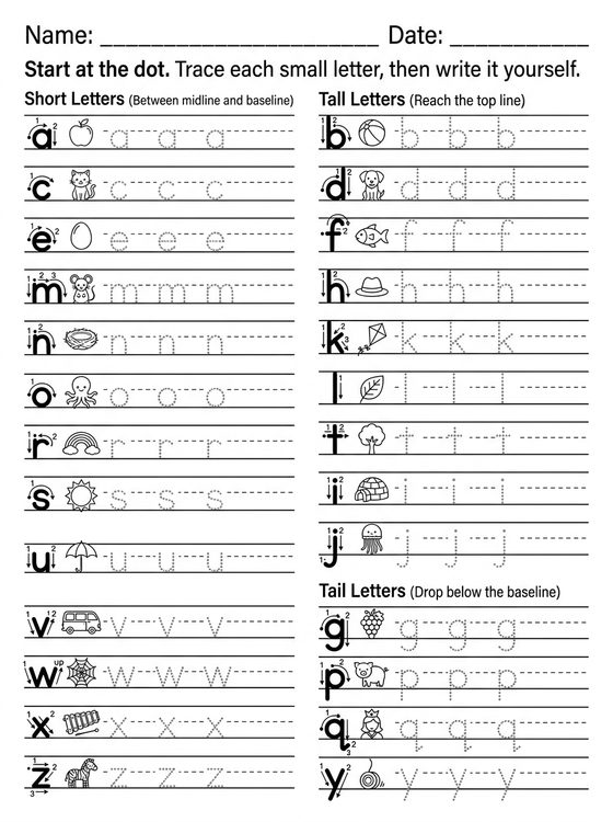 Small Letters printable worksheet preview