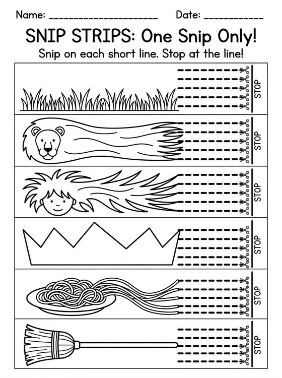Snip Strips printable worksheet preview